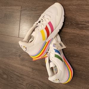 Adidas ZX 1K boost pride sneakers mens size 9.5 white New with tag